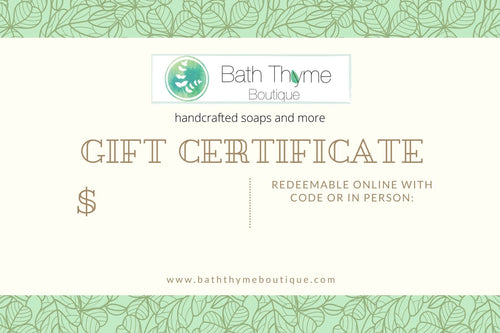 Bath Thyme Boutique Gift Certificates
