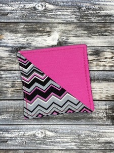 Black, White, Grey, Neon Pink Chevron w/ Neon Pink Corner Book Mark