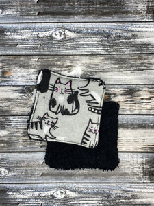 Cats on Grey w/ Black Make-up Remover Pads