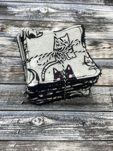 Cats on Grey w/ Black Make-up Remover Pads