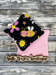 Pink Bees on Black Make-Up Remover Pads