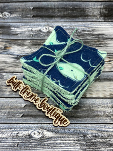Whale/Navy on Aqua Make-Up Remover Pads