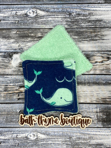 Whale/Navy on Aqua Make-Up Remover Pads